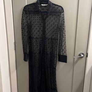 Zara sheer polka dot dress size XS